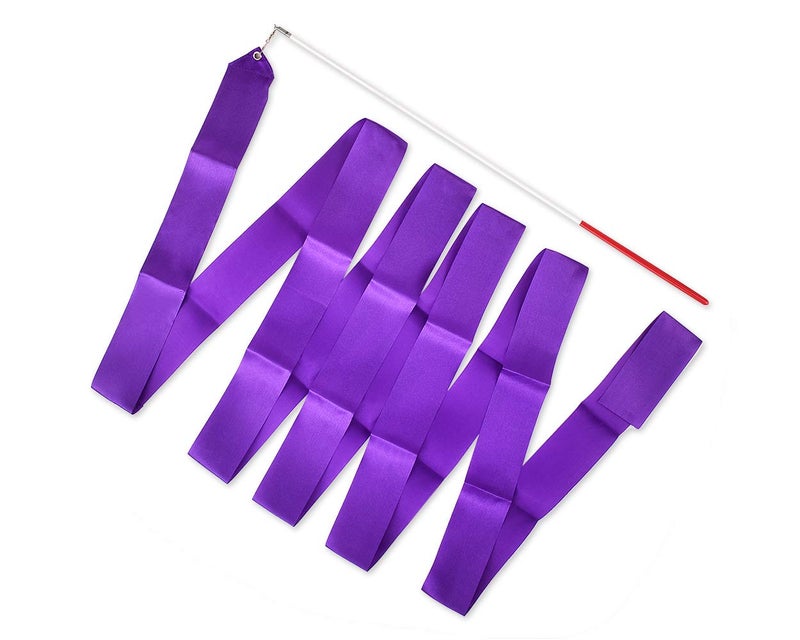 DS.DISTINCTIVE STYLE DS. DISTINCTIVE STYLE Dance Ribbons with Wands 4 Yards Long Rhythmic Gymnastics Ribbon Dance Streamer for Kids Baton Twirling (Purple) - Image 1